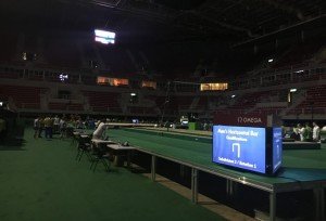 Evento-teste de ginástica teve queda parcial de luz em treino de pódio (Foto: Amanda Kestelman)
