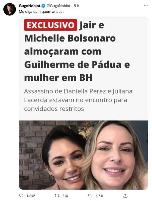 Bolsonaro não almoçou com De Pádua e Michelle desconhece a esposa